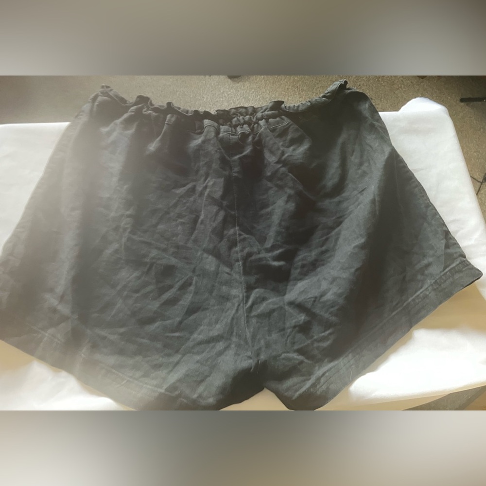 Black Linen H&M Lettuce Trim shorts Size 12 - Picture 4 of 8